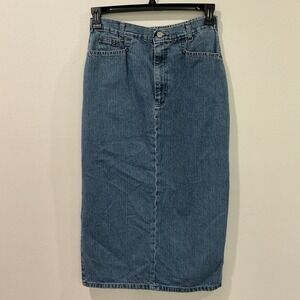 Vintage 80s 90s Vivaldi Denim Long Maxi Skirt Size 10 Country Western Modest